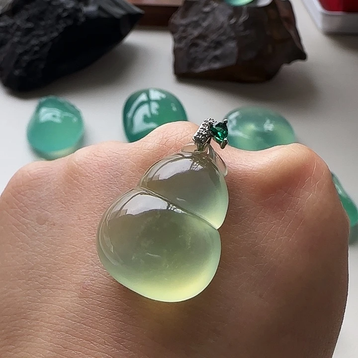 岫玉银S925镶嵌吊坠(不含链)