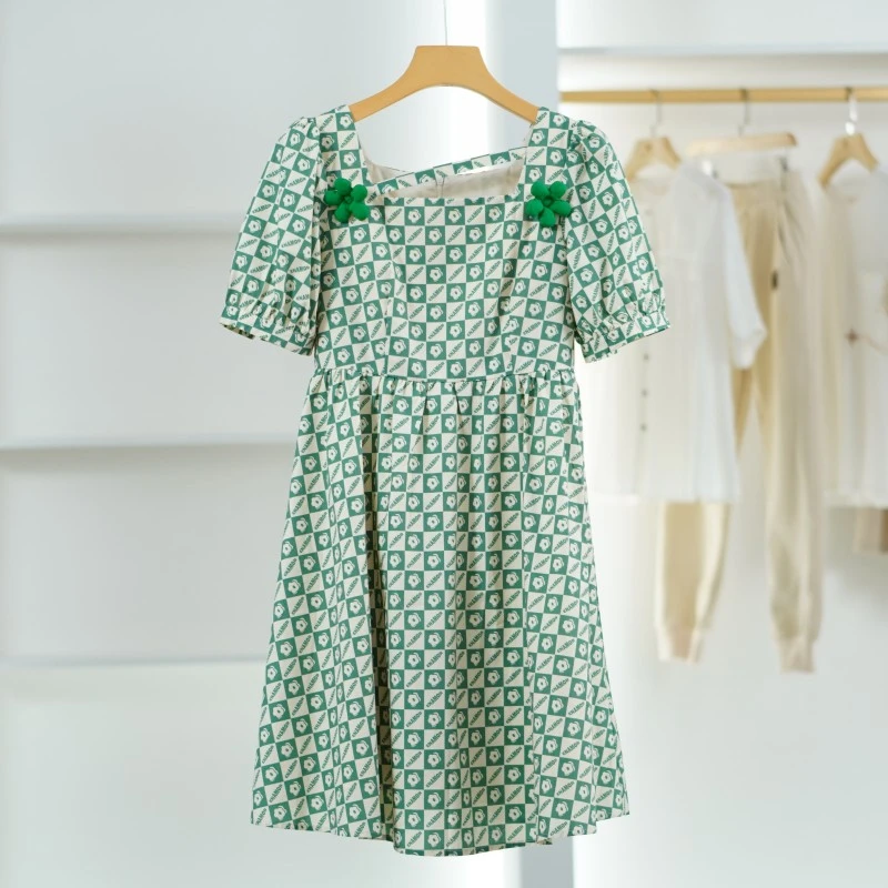 一路童行  谷系列 A056-5  新款夏款时尚格子连衣裙 222YLY205