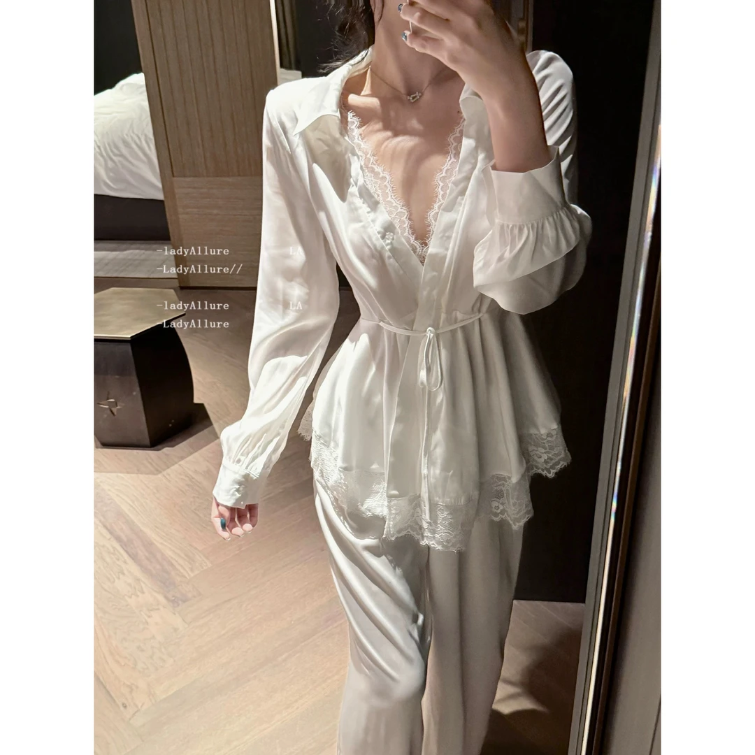 「LA」Jinx·隐欲法则丨边界系列*纯欲性感蕾丝衬衫长袖睡衣套装