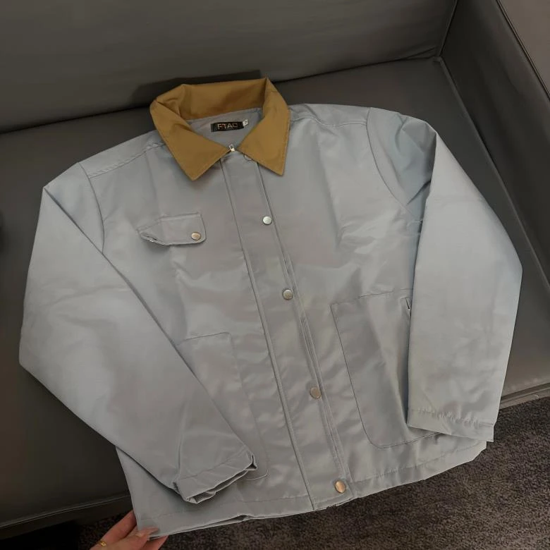 681 美式复古蓝色翻领外套春秋新款潮流工装高级感立体廓形夹克