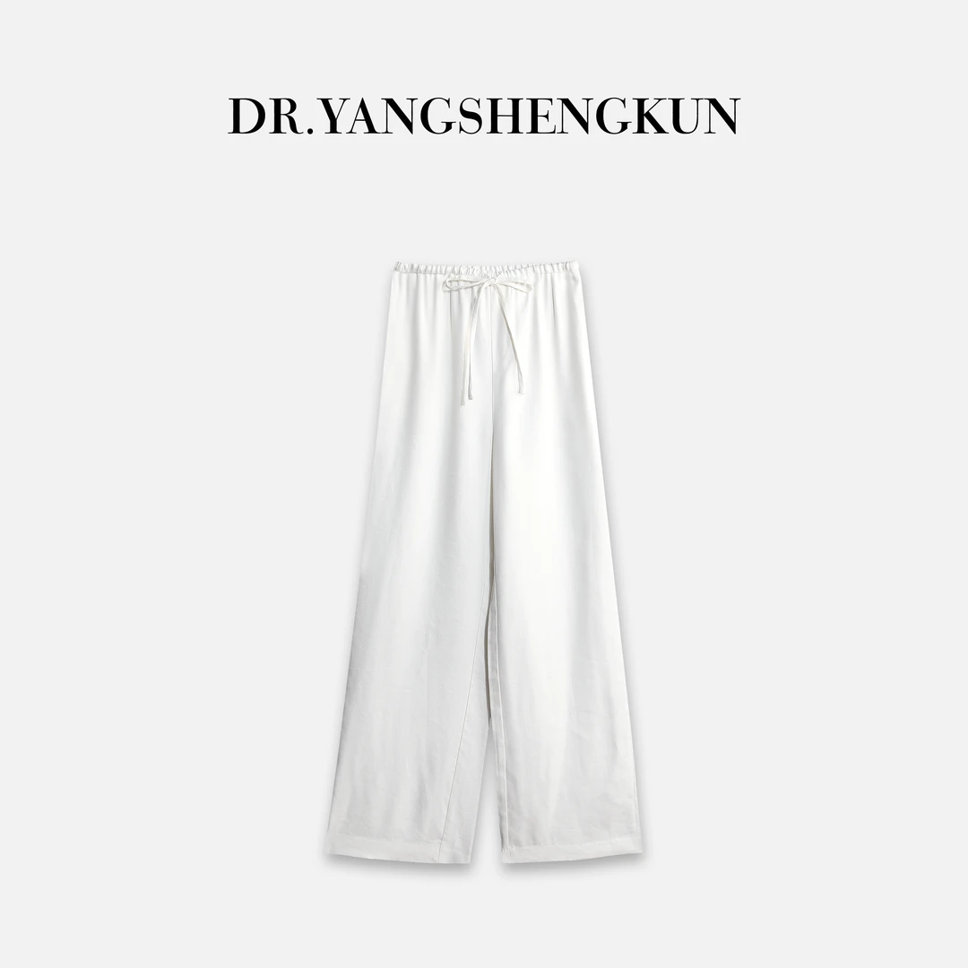 DR杨圣坤2025夏季女士新品松紧腰头抽绳慵懒风直筒休闲裤L2552206
