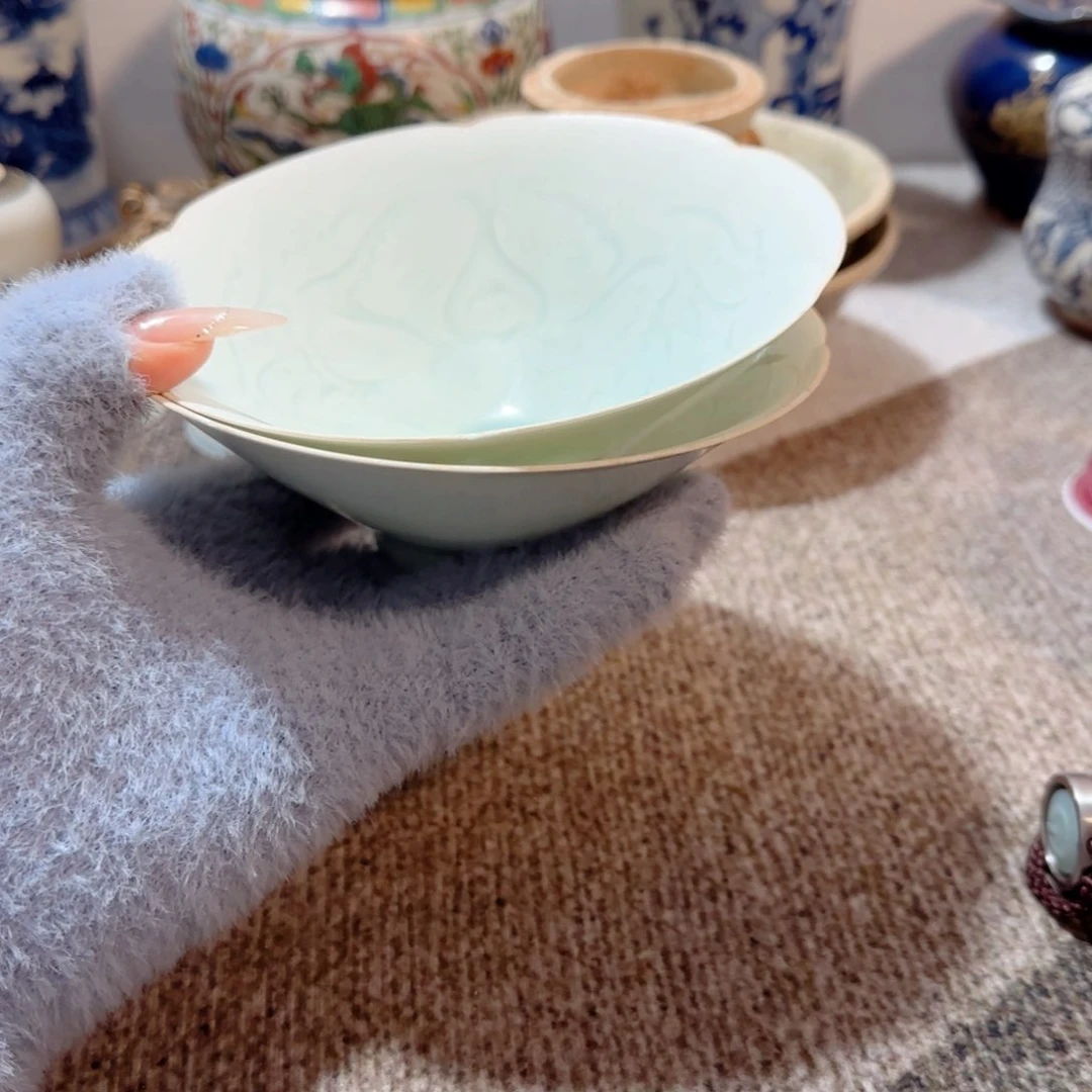 瓷片夏*湖田刻花纹饰茶盏