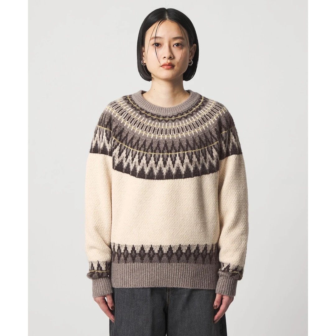 【Montendre】秋冬新款 A 百搭慵懒高级设计厚款圆领条纹毛针织衫