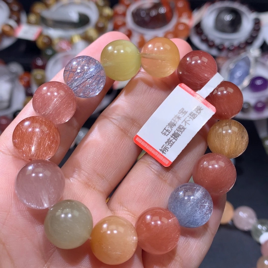 未镶嵌手链水晶彩兔毛13mm