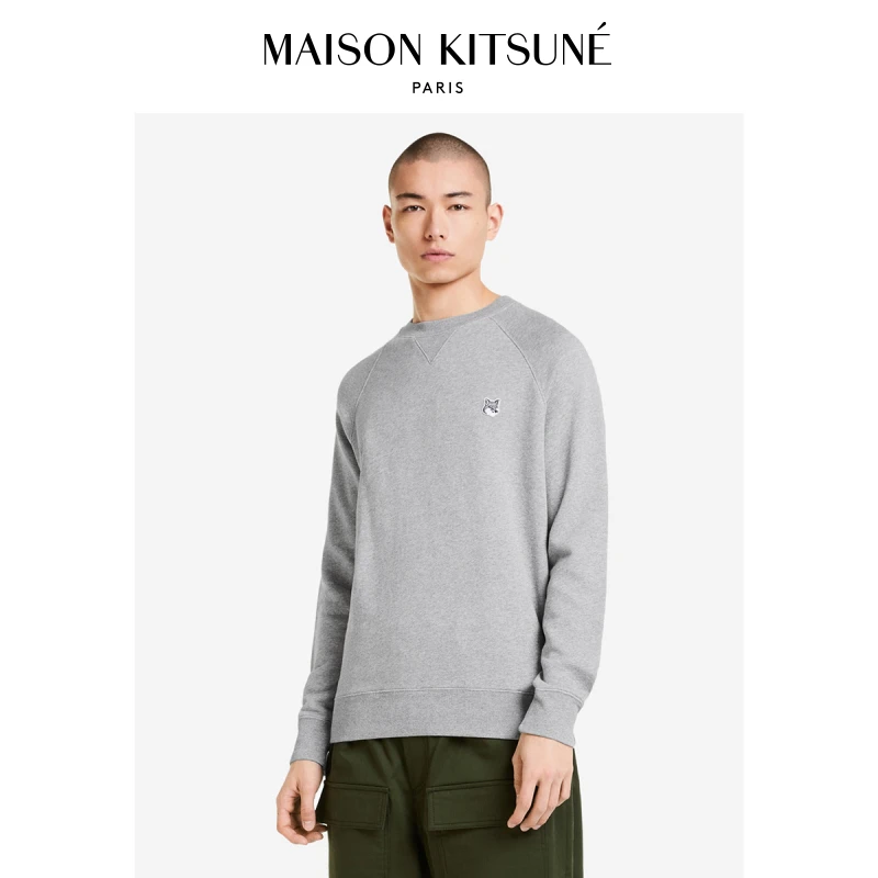 【折扣甄选】Maison Kitsune 男女经典灰狐狸头圆领卫衣
