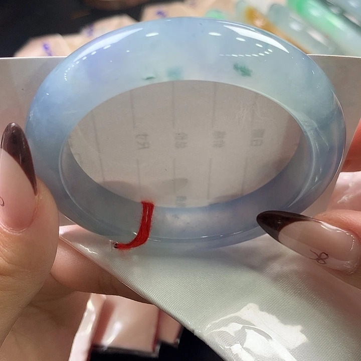 翡翠未镶嵌手镯43号冰胶神秘高级莫奈花园