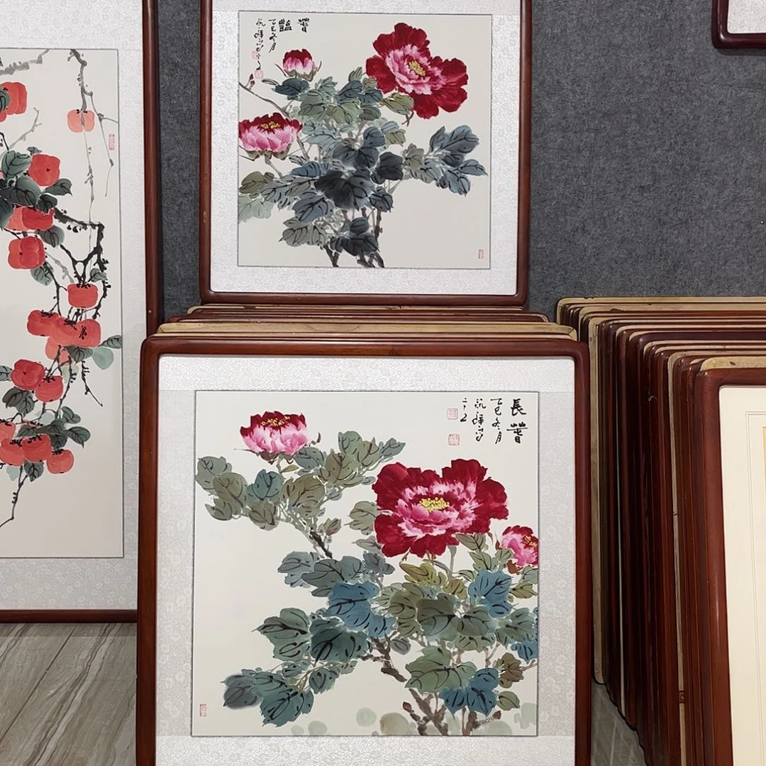 国画书画作品带框63×63