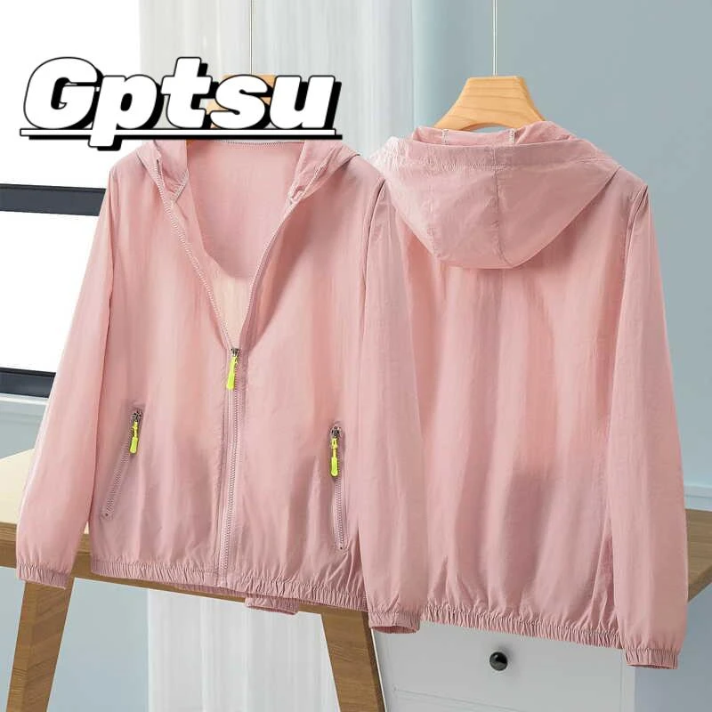 GPTSu衣女装冰丝夏季薄款透气宽松大码胖mm凉爽户外防晒服女外套