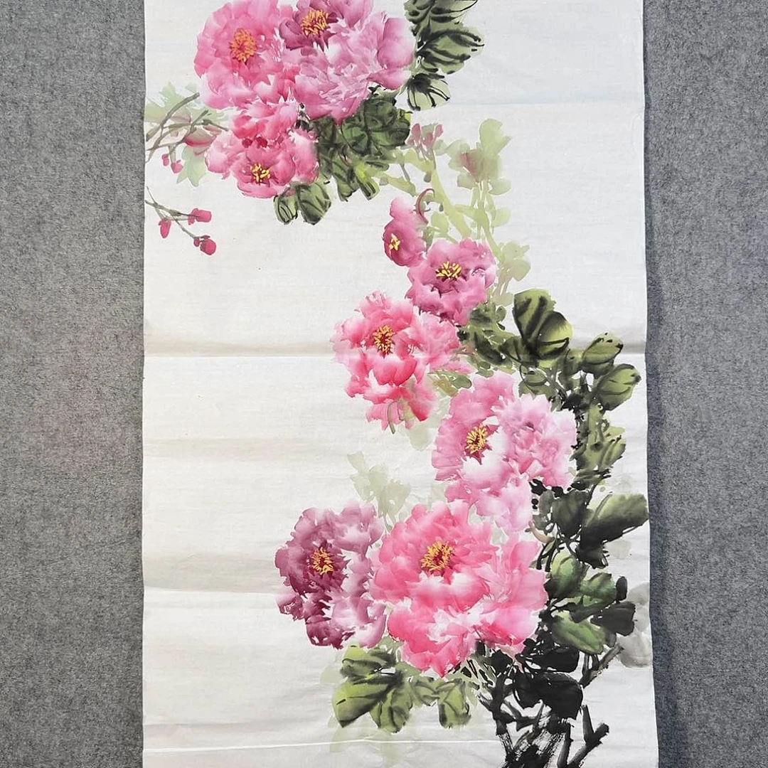 国画355 牡丹之花之叶的颜色和