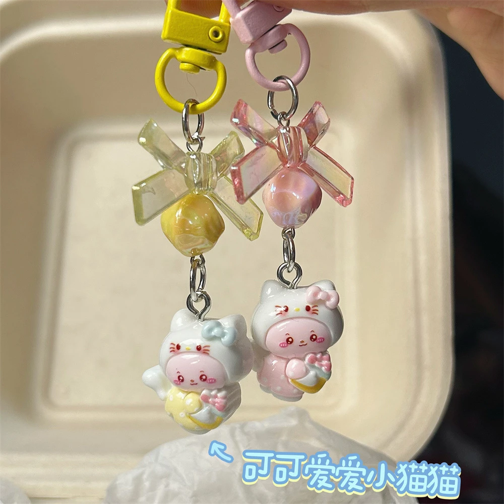 飞天猪猪小猫手机链蝴蝶结可爱卡通书包挂件甜美学生ins包包挂饰