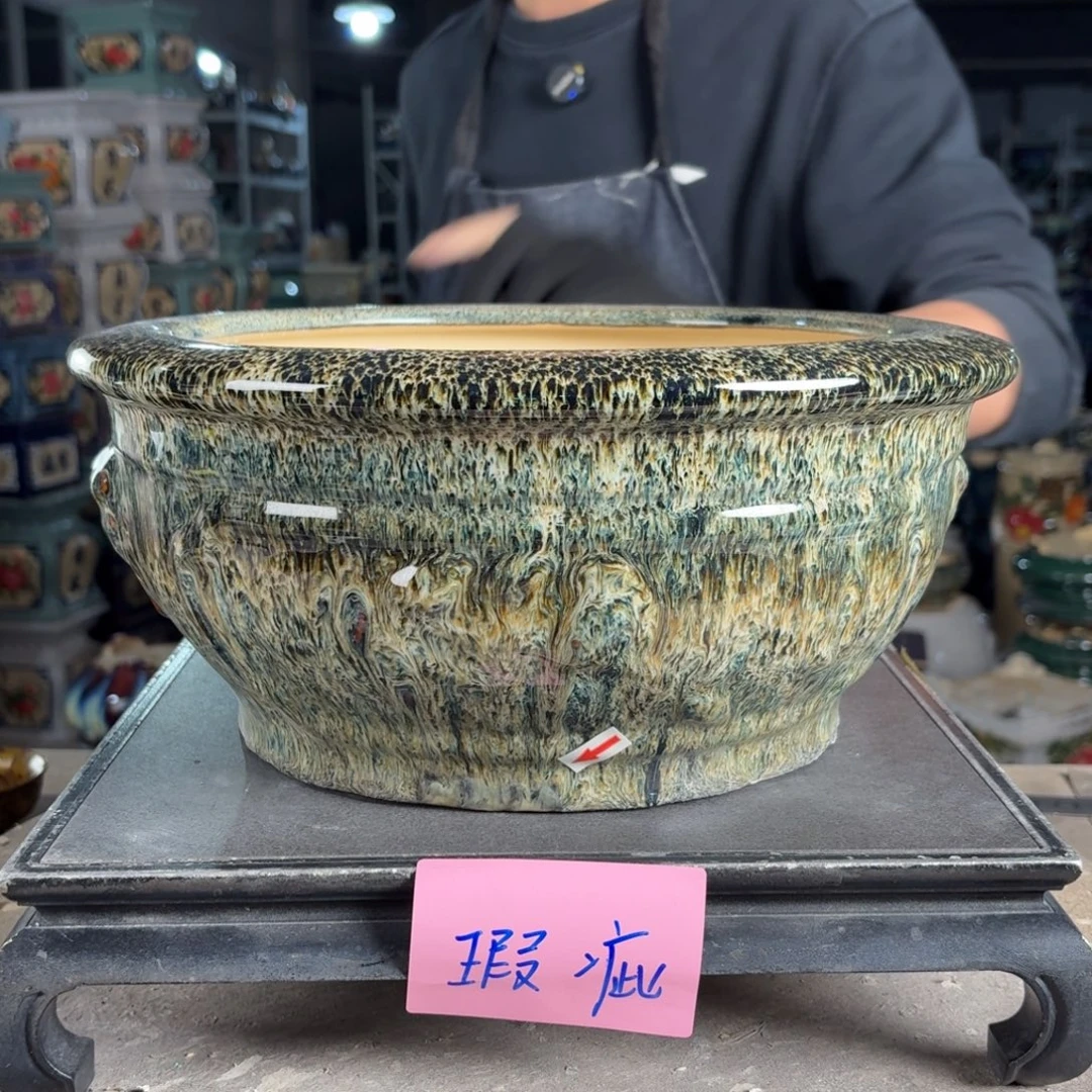 一风堂石湾花盆 内24*13修补痕迹