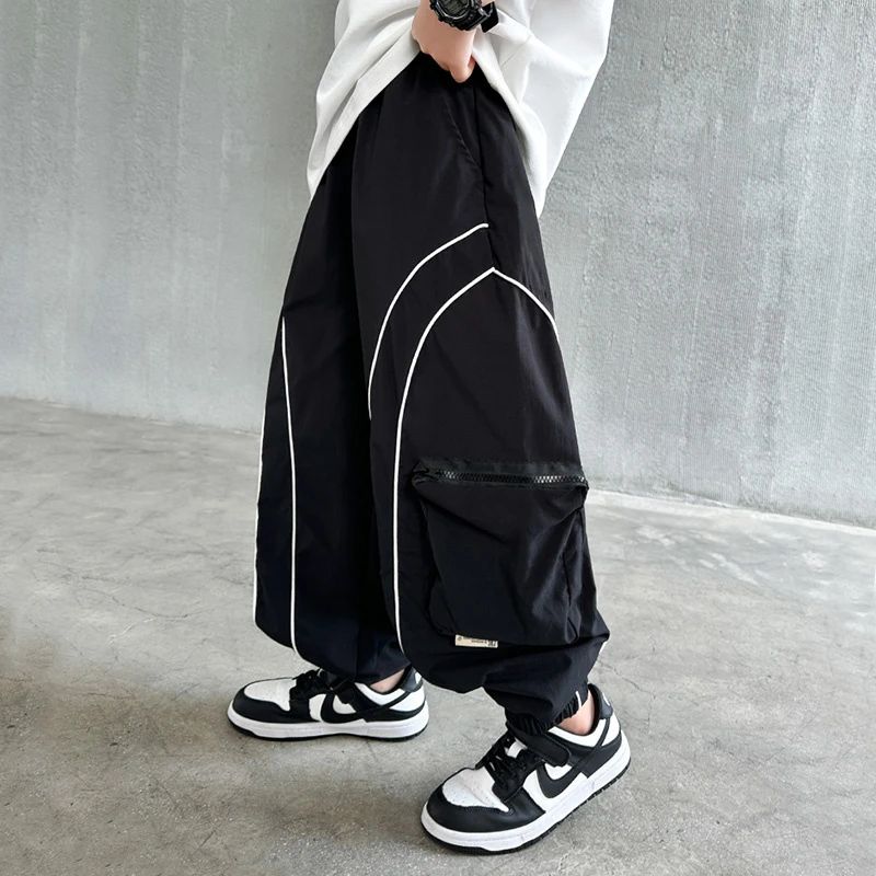 男童夏季薄款防蚊裤2025新款中大童阔腿男孩嘻哈痞帅儿童夏装裤子