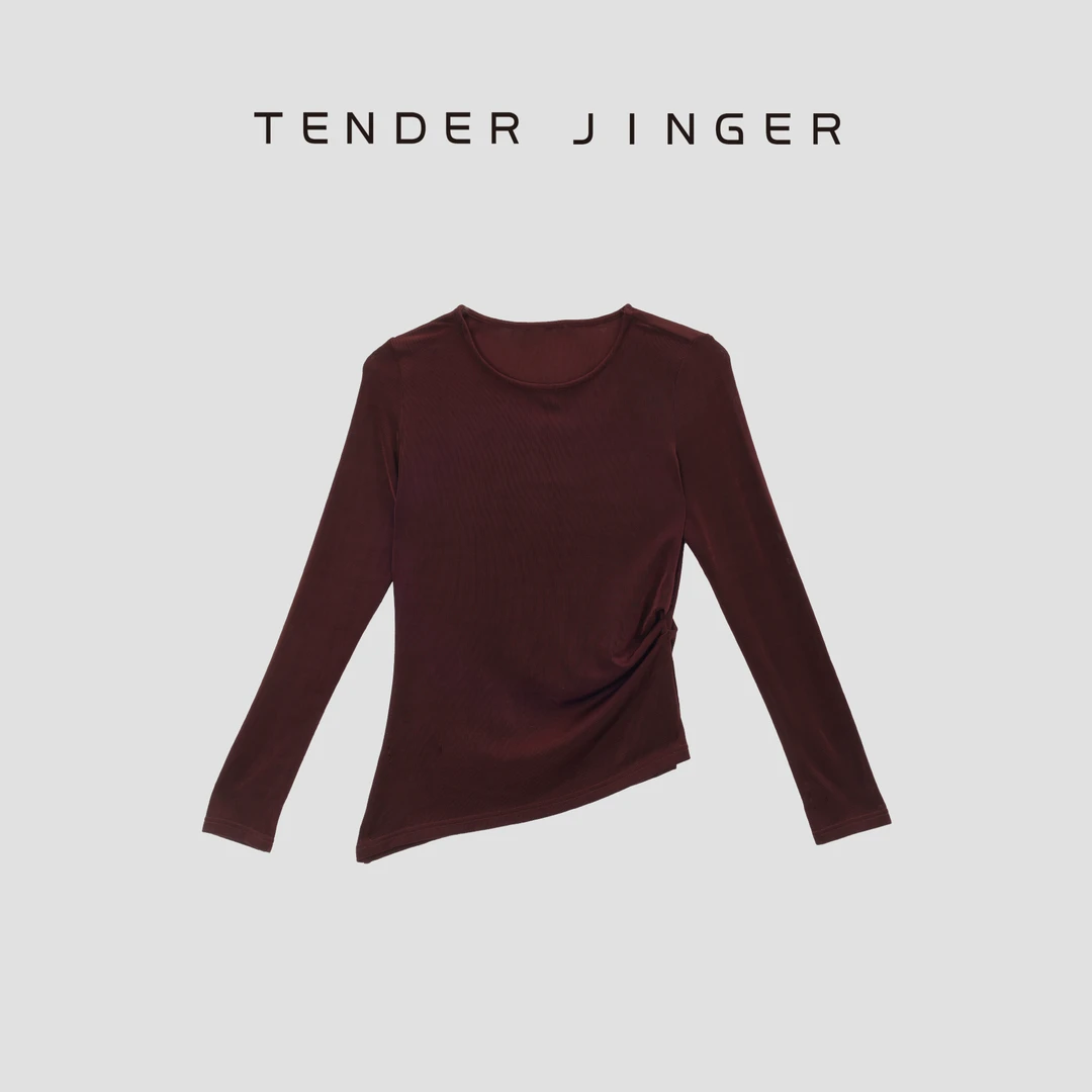 Tender Jinger不规则收腰醋酸打底上衣T53LWW30901