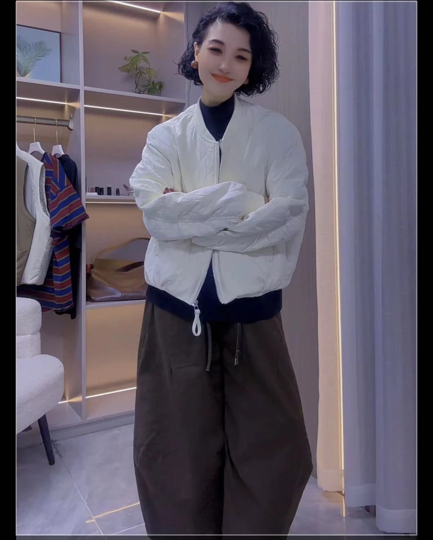 秋冬新款圆领外套休闲宽松常规款女短款棒球服