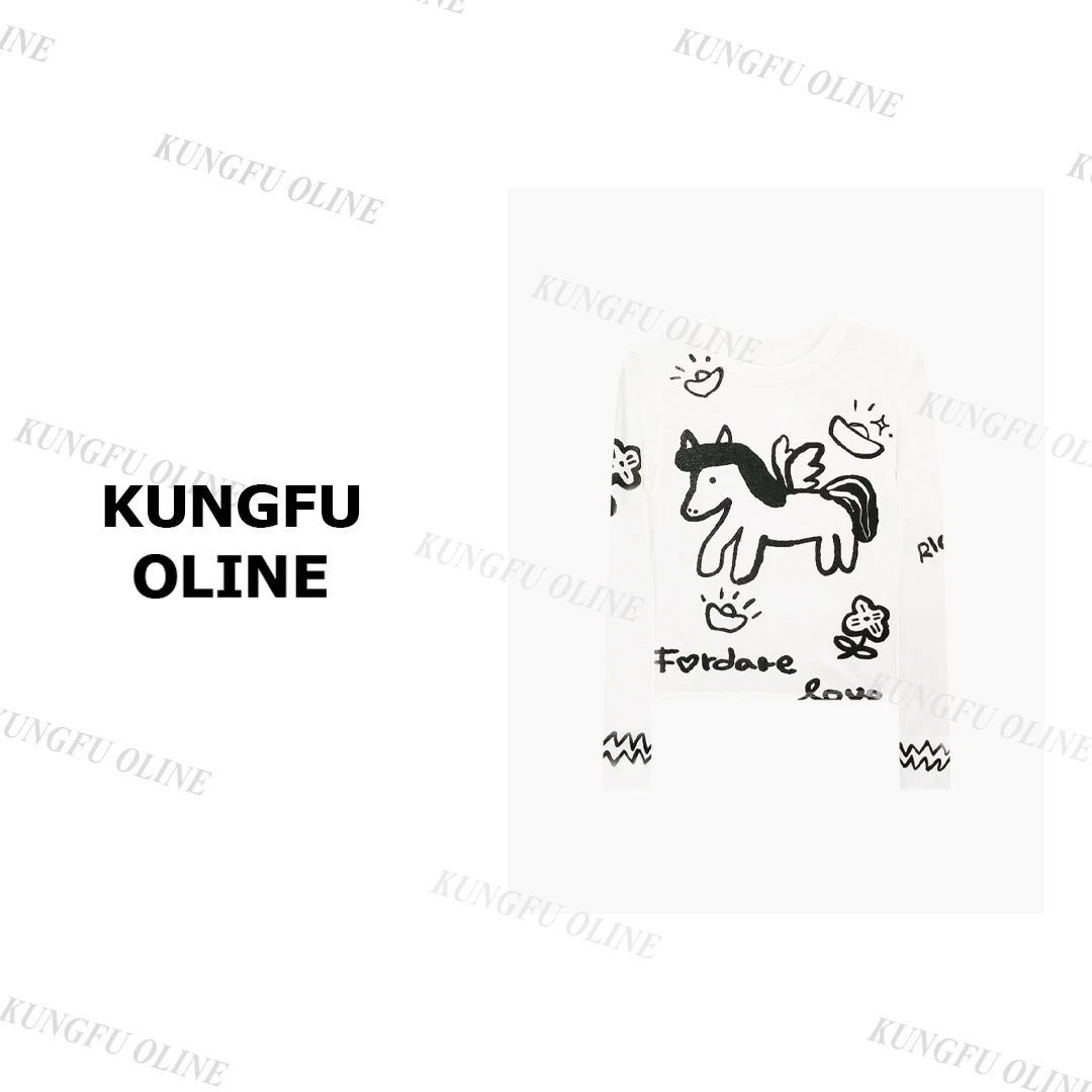 【菲菲】【小飞马】CT53-37秋季流光风羊毛流行印花T恤正肩