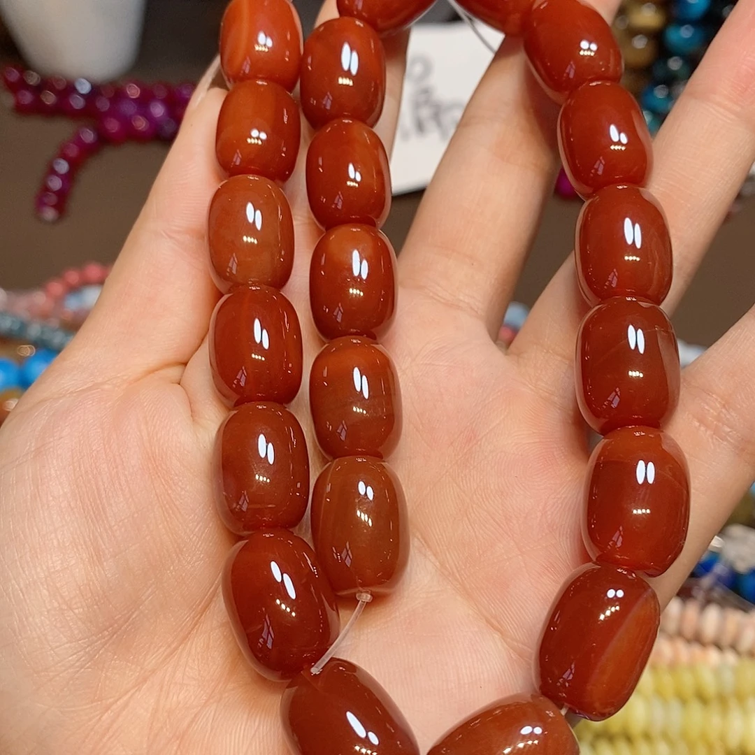玛瑙/玉髓散珠天然红玛瑙桶一条13✖️18mm