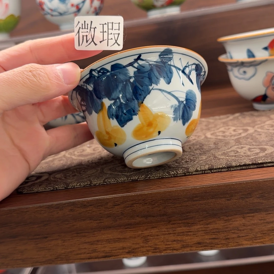 釉下手绘茶具微瑕