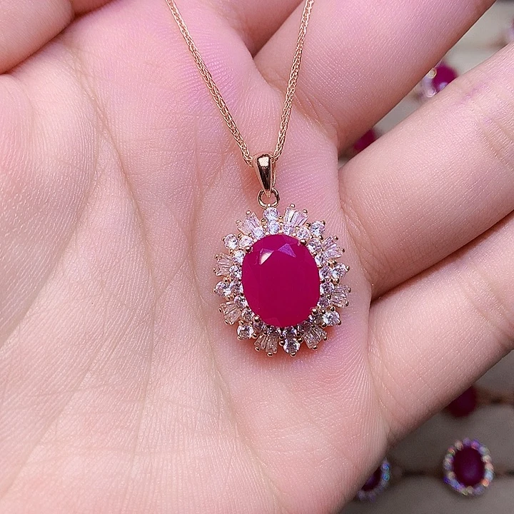 红宝石银S925镶嵌颈饰