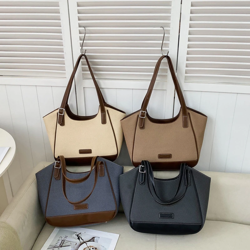 新款大容量通勤托特包包个性百搭洋气单肩包潮流PU皮女通勤潮包