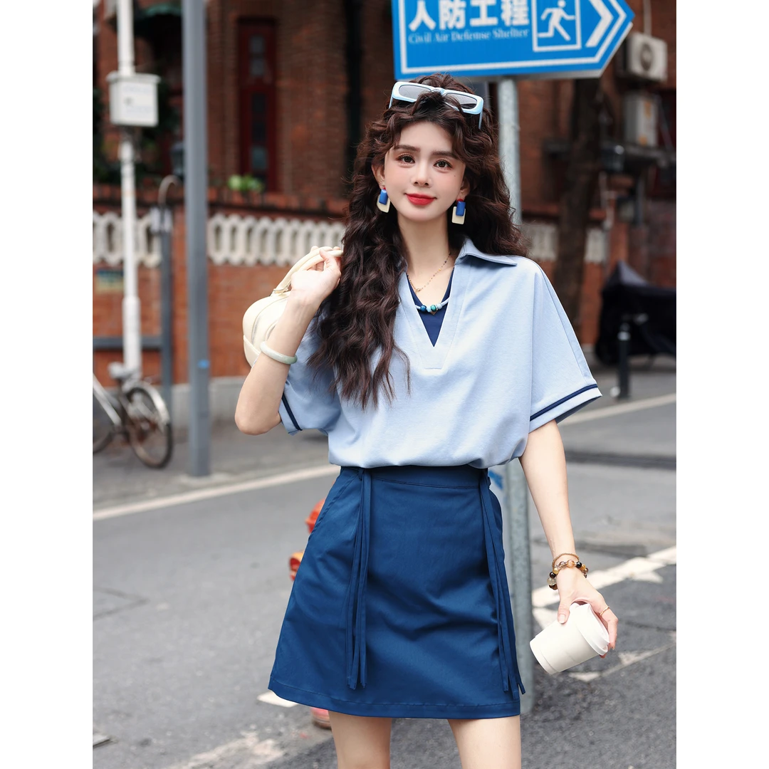 陈大器【雨过天晴】港风假俩件夏季短袖T恤休闲宽松上衣JP1666203