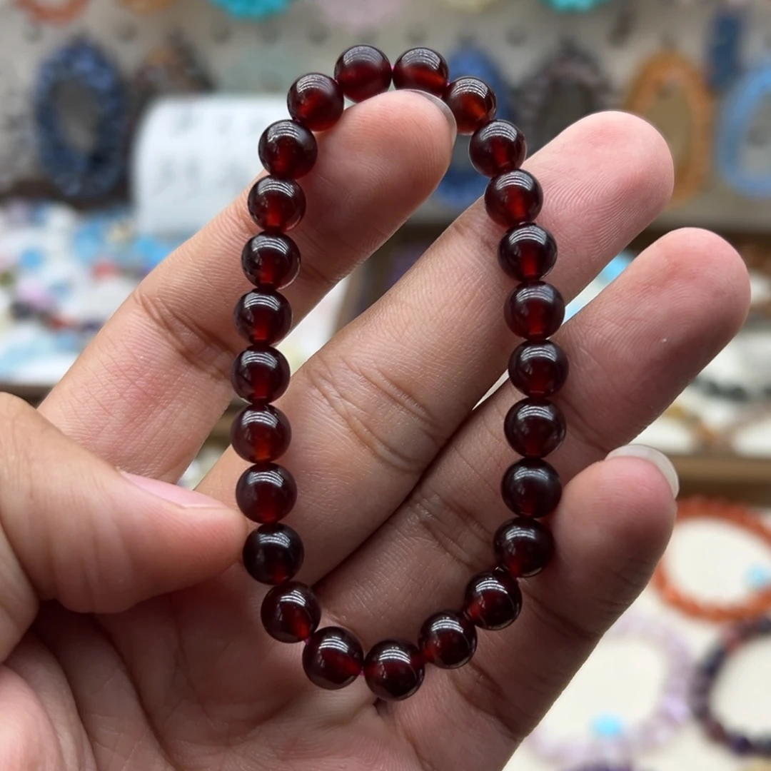 手链水晶未镶嵌7.5咪橙红石榴石