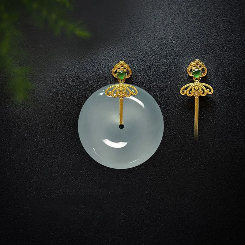 镀18K黄金色平安扣挂坠夹扣项链吊坠扣镶嵌工艺吊坠扣diy时尚配件