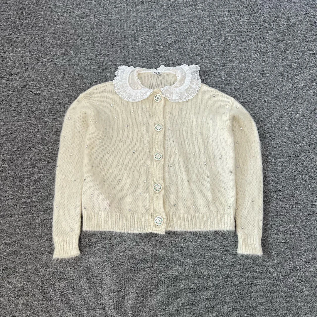 99新 AMIPARIS miumiu 闪钻针织开衫