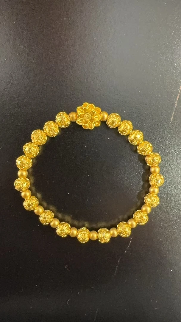 足金铜钱莲花卡4金珠＋卡6铜钱ZB30064