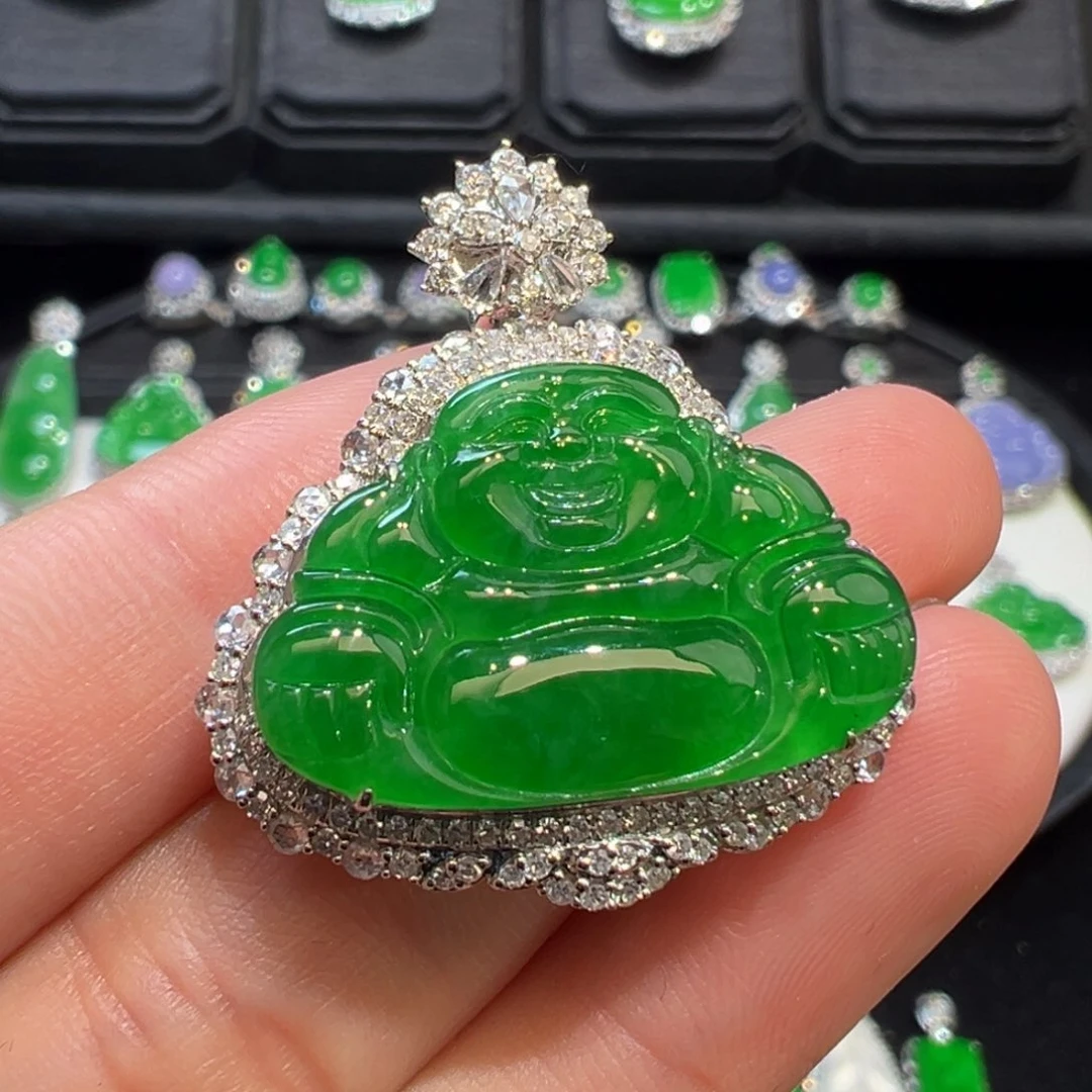 翡翠吊坠(不含链)18K金镶嵌收到货48小时鉴赏期