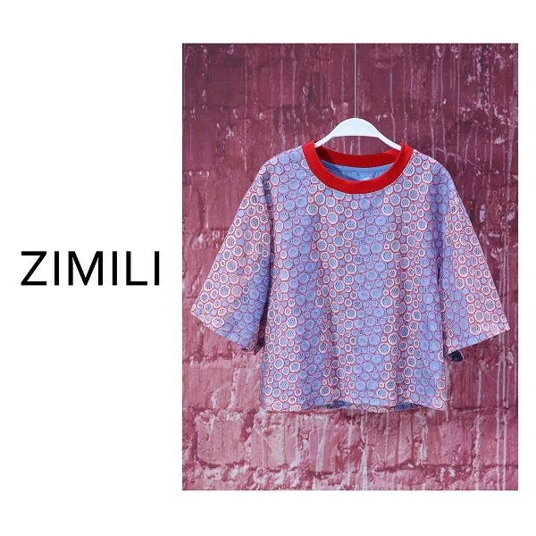 【亮哥女装】2025欧版轻薄透气蓝红波点刺绣镂空休闲时尚T恤8376