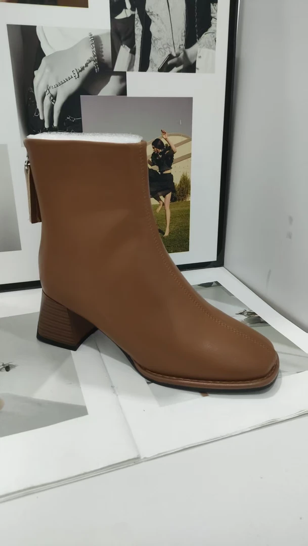 新款圆头粗跟舒适厚底不累脚百搭款长款女靴G249