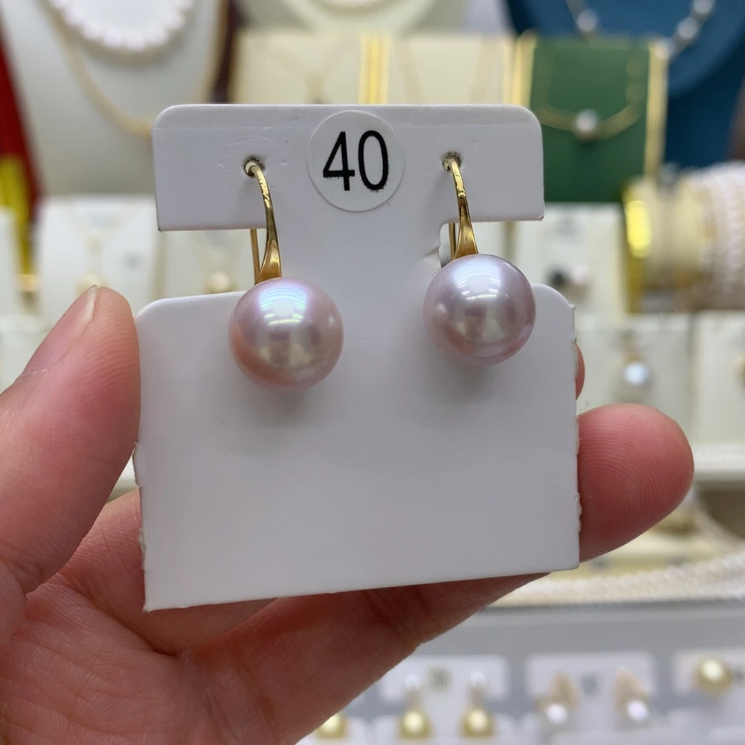 18K金镶嵌淡水珍珠耳饰