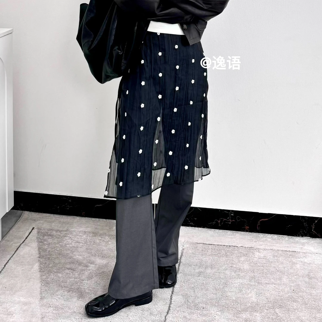 【清】逸语IN choose u笑笑家2025叠穿屁帘侧系带花朵半身裙女85288