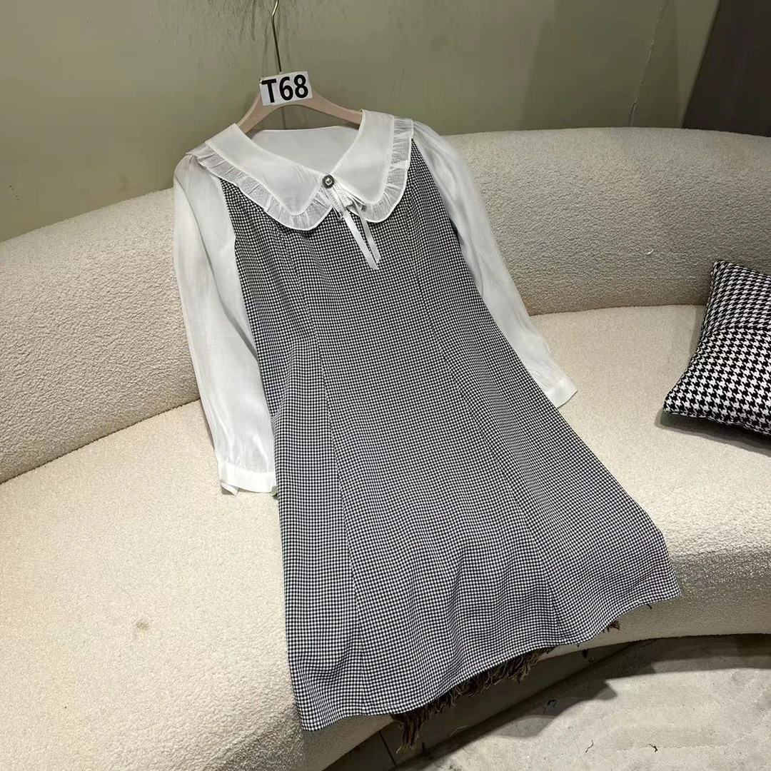 T68  气质洋气女装连衣裙拼接撞色时尚优雅名媛
