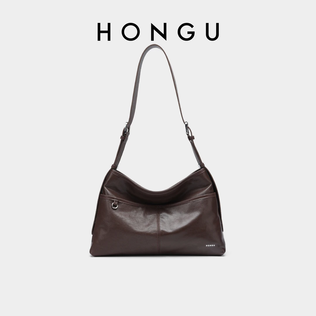 HONGU/红谷新款女包单肩腋下包斜挎包真皮通勤休闲质感大容量
