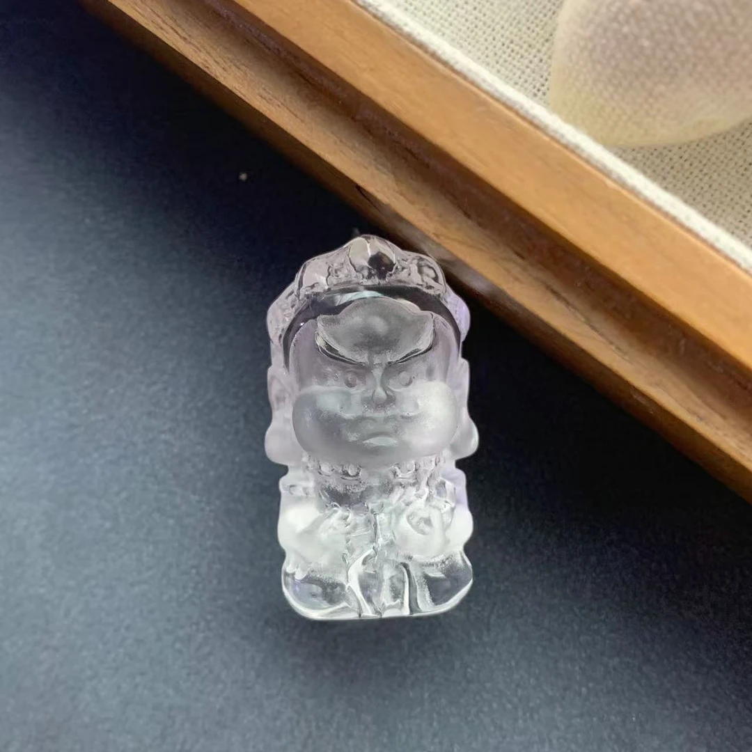 DK25天然白水晶高净体手工雕刻【大黑天财神】多样性发一