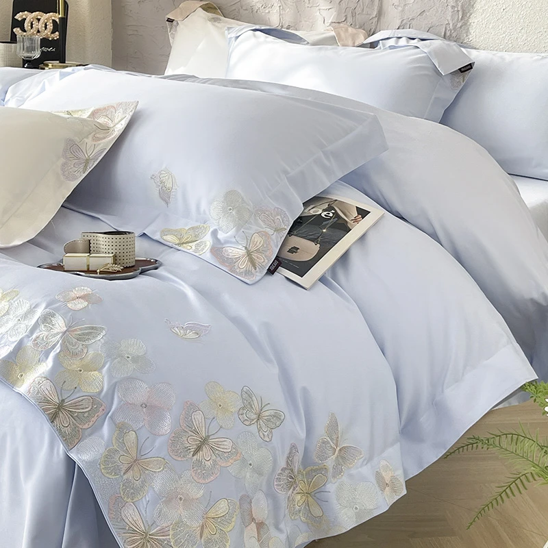 轻奢风A类长绒棉纯棉床单四件套全棉夹棉床盖床笠款高级床上用品