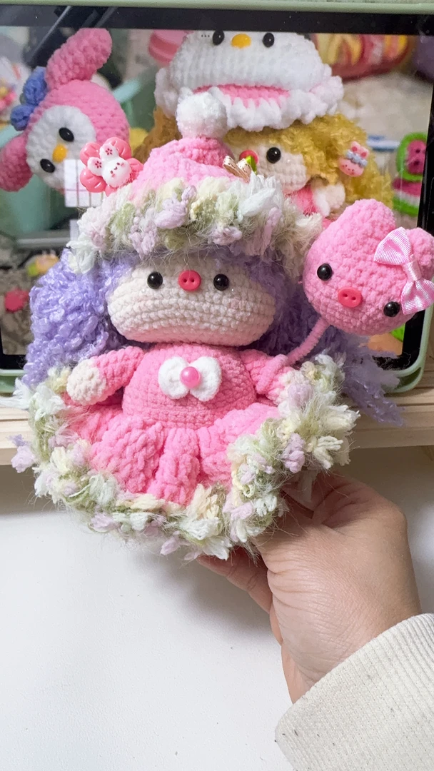 钩织变装猪小妹 玩偶每一只都好可爱磁吸款