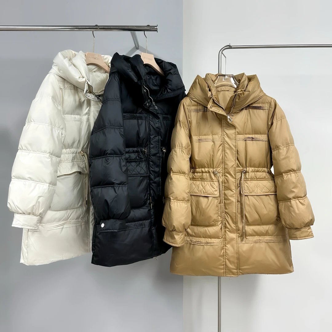 【YOLO家】中国风百搭休闲常规保暖女中长款轻职风简约抽绳韩版简约