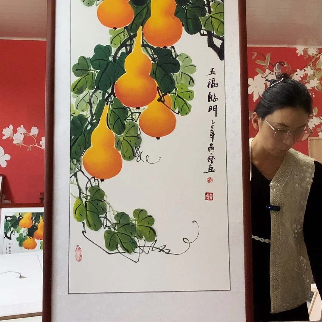 国画手写手绘带框包邮国画作品62✖️122
