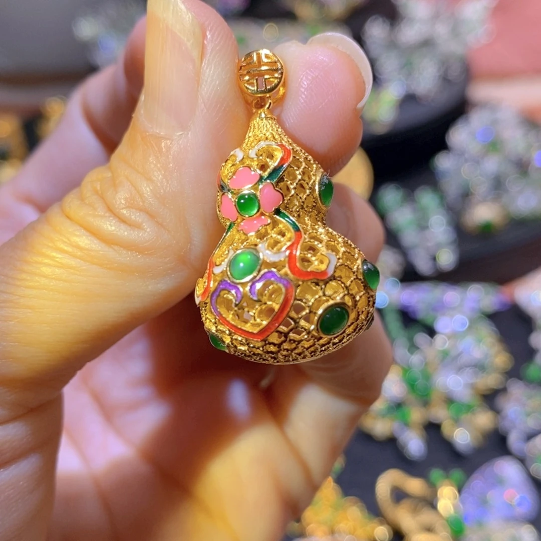 吊坠(不含链)银S925镶嵌翡翠