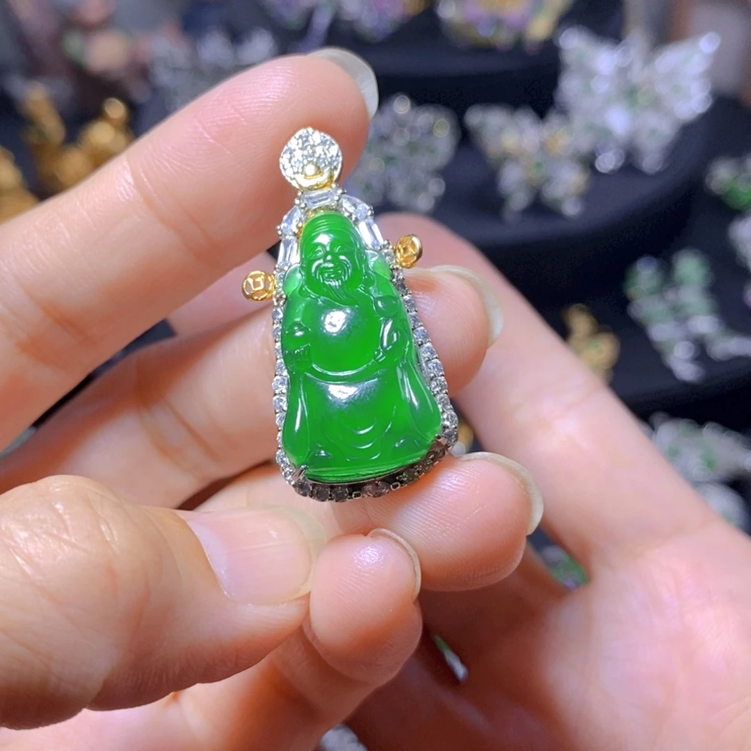 翡翠银S925镶嵌颈饰天然翡翠