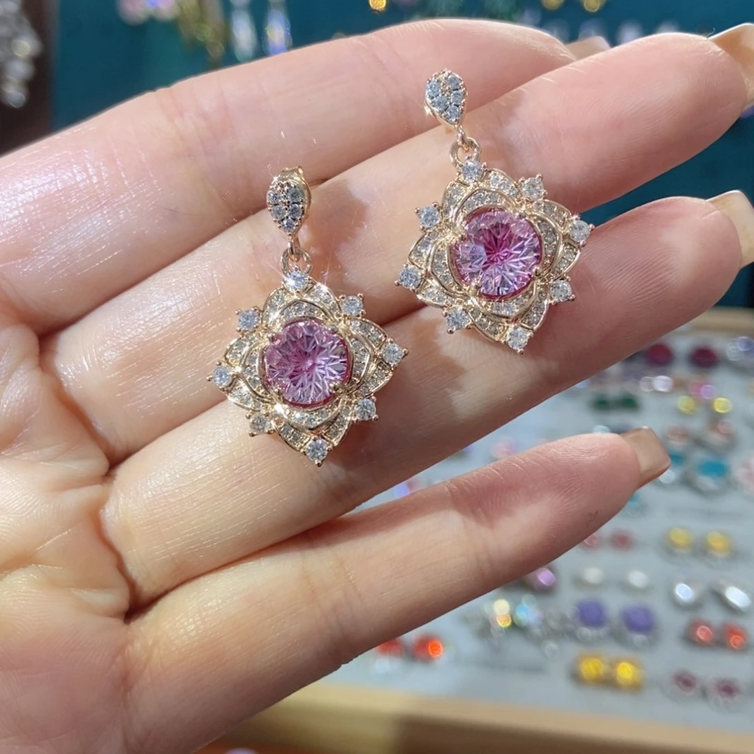 66锆石（处理）星空切耳坠白色