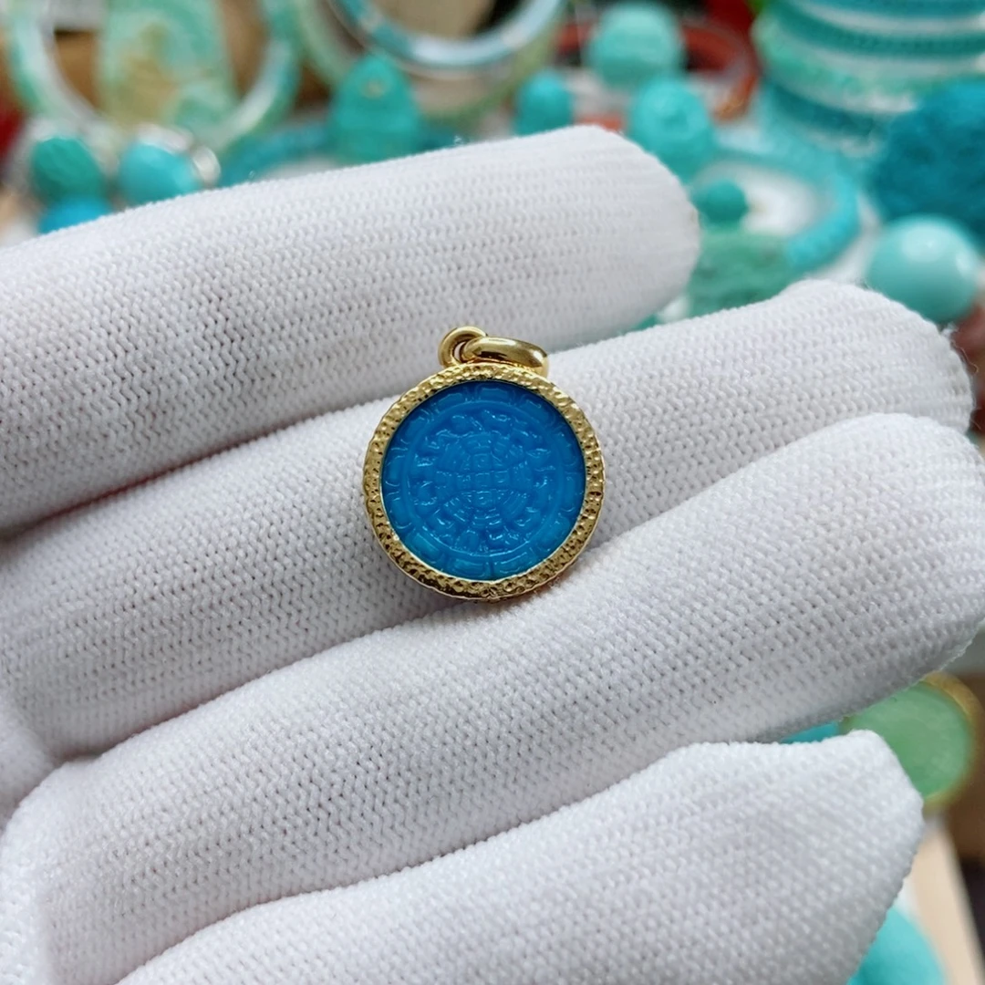 绿松石18K金镶嵌九宫八卦牌