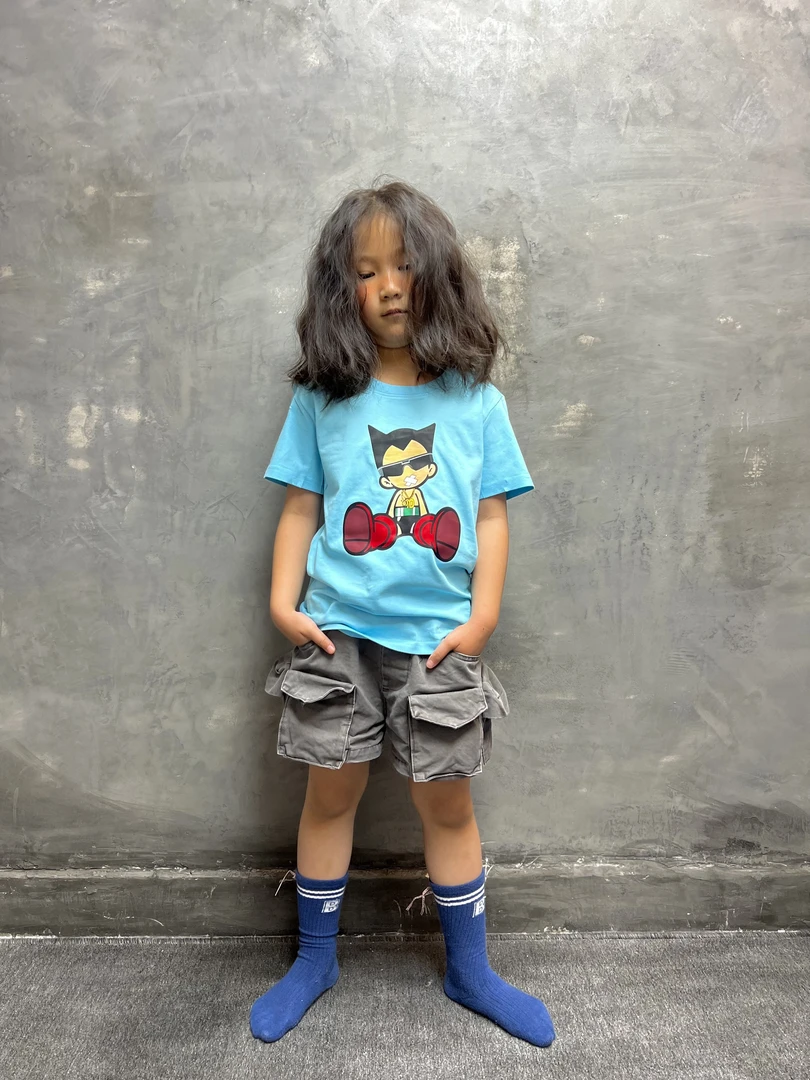 AC潮童2025夏季圆领阿童木卡通印花t恤儿童休闲宽松上衣套头半袖t