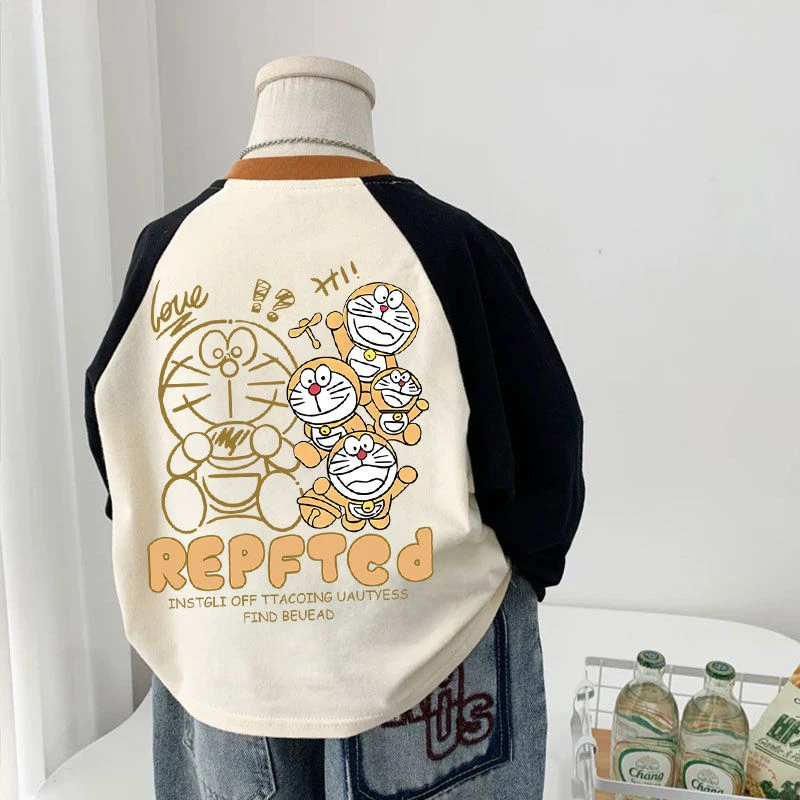 男女童纯棉长袖T恤秋装春秋款童装儿童宝宝叮当猫打底衫男孩衣服t