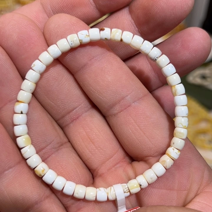 琥珀未镶嵌手链微瑕瓷白满蜡妖花5.0mm
