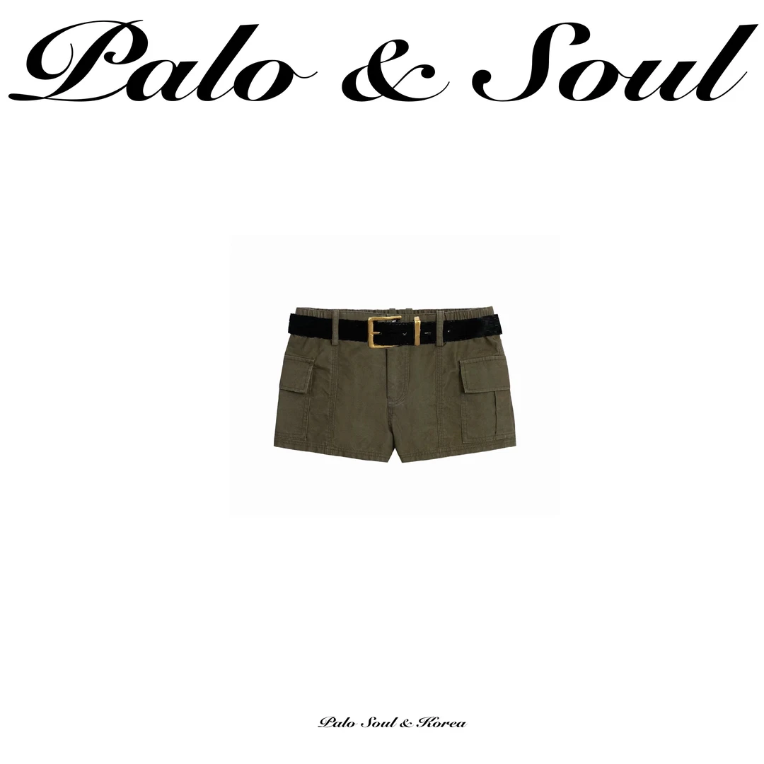 【SSS买手店】Palo Soul25秋工装水洗松紧腰短裤带腰带