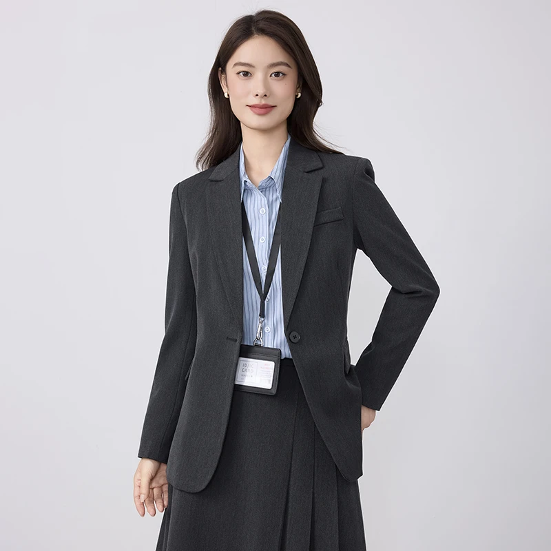 西装套装女春秋小个子职场通勤面试正装职业装西服裙子工作服外套