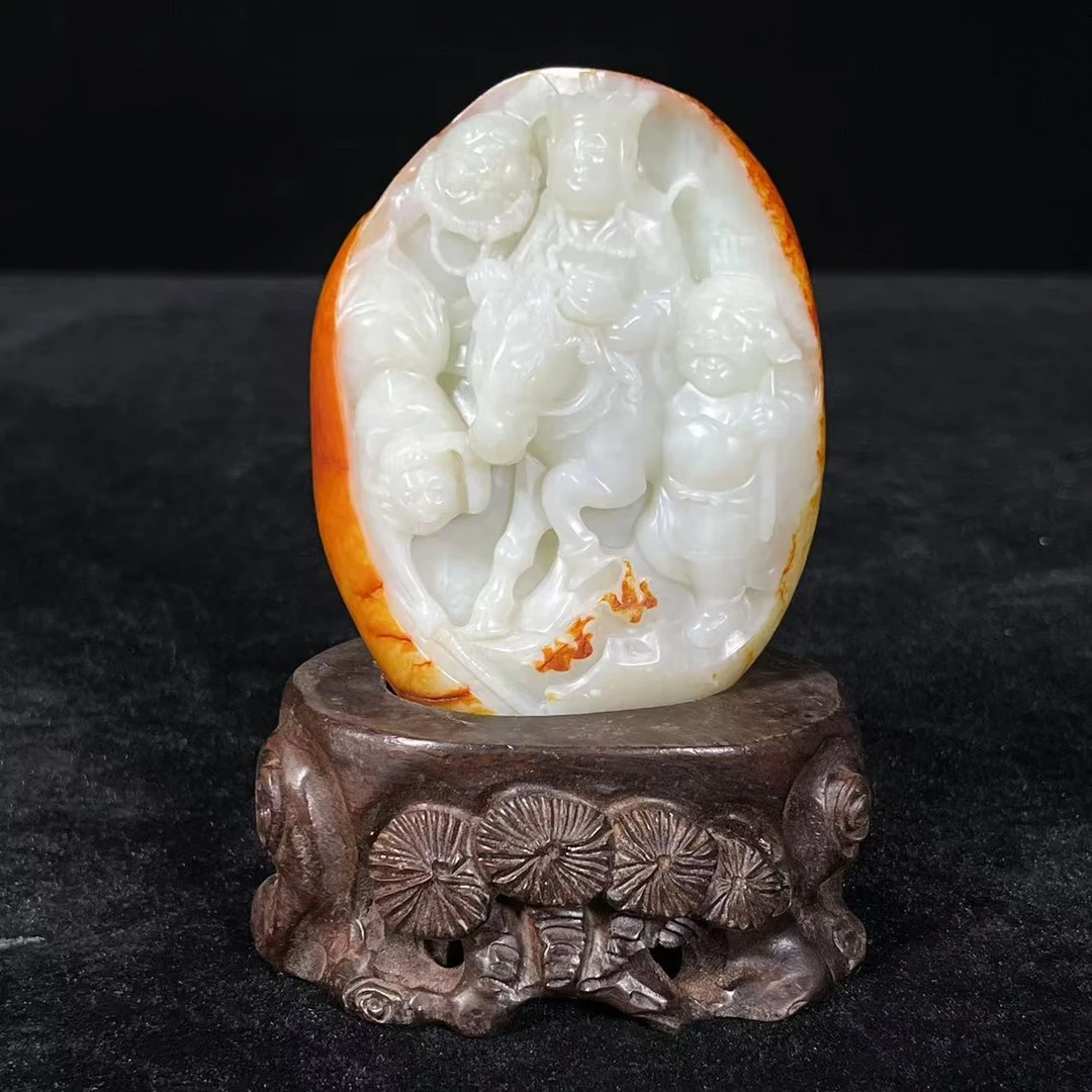 Lot44:   和田玉雕西游记摆件 石H：12.5cm/894.7g